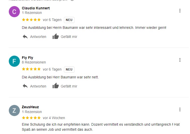 Handgeschriebene Rückmeldungen von Kursteilnehmern – Wellnessmassage Aalen April 2024