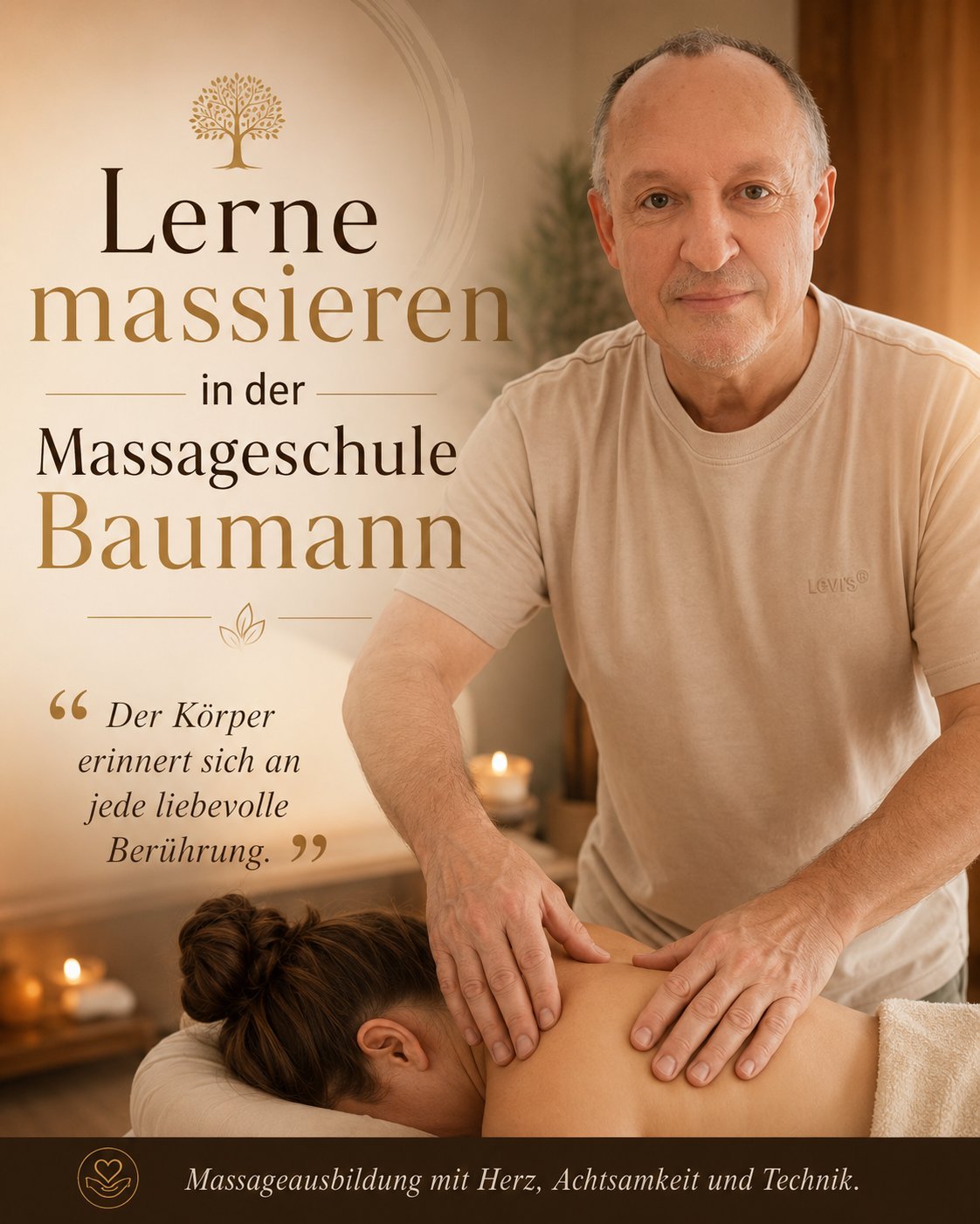 Peter Baumann beim Unterrichten in der Massageschule
