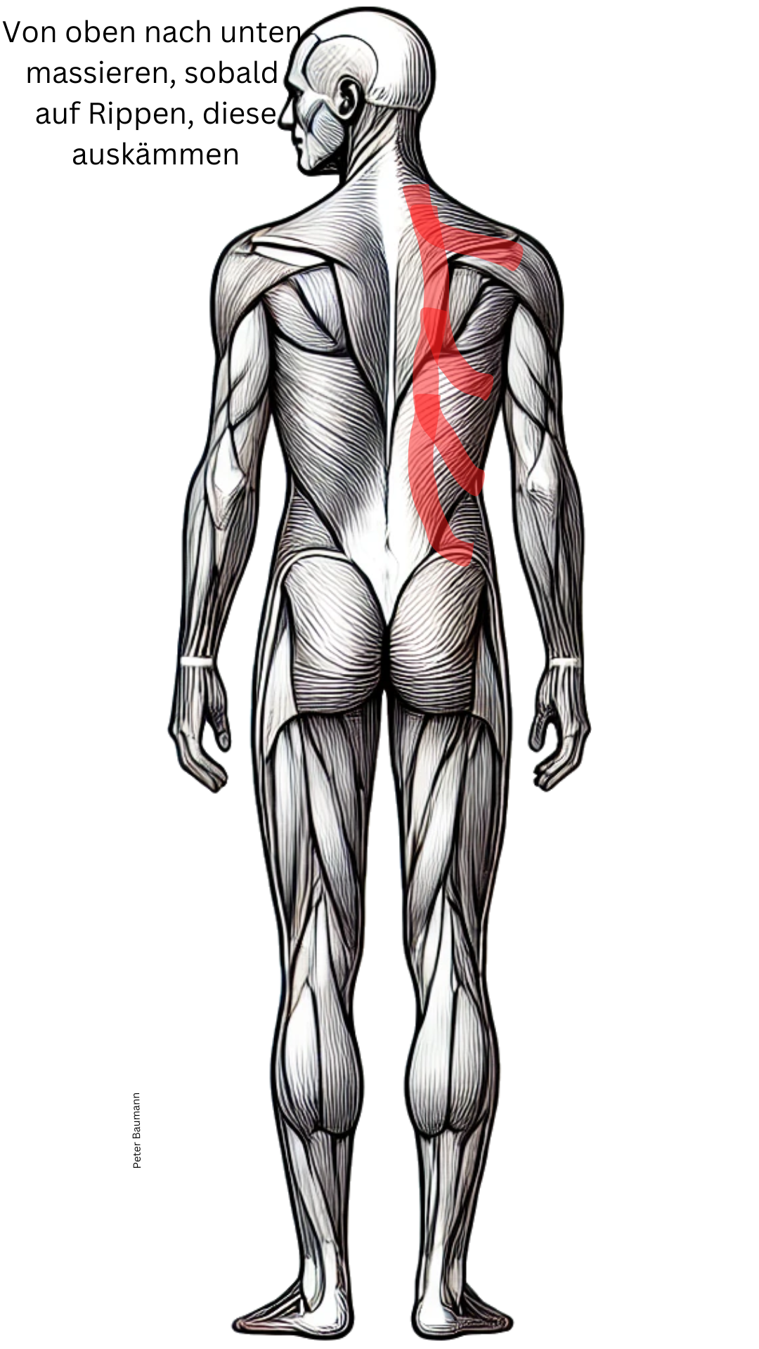 Lernkarte Wellnessmassage: Rippen auskämmen